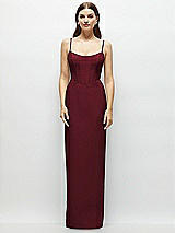 Front View Thumbnail - Cabernet Corset-Style Crepe Column Maxi Dress with Adjustable Straps