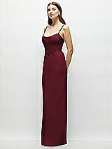 Side View Thumbnail - Cabernet Corset-Style Crepe Column Maxi Dress with Adjustable Straps