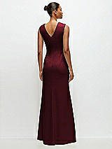 Rear View Thumbnail - Cabernet Sleeveless Cap Shoulder Crepe Maxi Dress with Trumpet Skirt