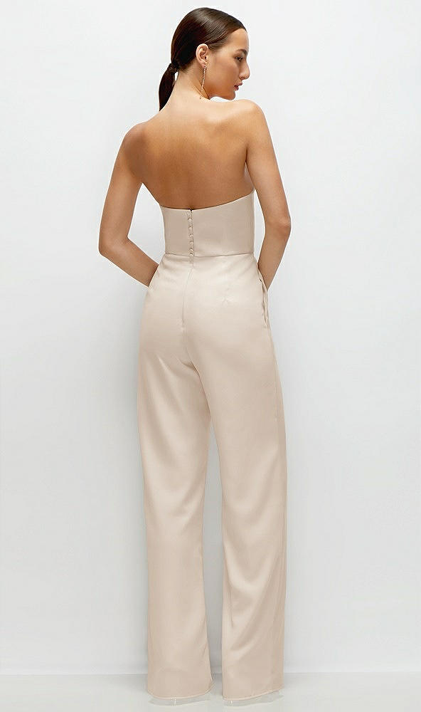 Back View - Oat Strapless Cat-Eye Corset Crepe Wedding Jumpsuit