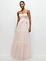 Alt View 1 Thumbnail - Ballet Pink Strapless Cat-Eye Neu Tulle Tiered Maxi Dress with Convertible Sash