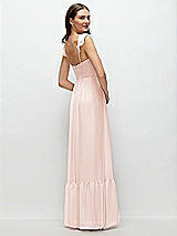 Rear View Thumbnail - Blush Ruffle Strap Chiffon Bustier Maxi Dress with Ruffle Hem A-Line Skirt