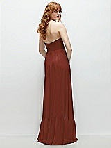 Rear View Thumbnail - Auburn Moon Strapless Cat-Eye Corset Maxi Dress with Ruffle Hem A-Line Skirt