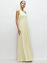 Side View Thumbnail - Butter Yellow Chiffon One-Shoulder Maxi Dress with Circle Skirt