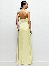 Rear View Thumbnail - Butter Yellow Cowl Neck Satin Maxi Dress with Adjustable Spaghetti Straps