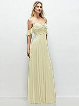 Alt View 2 Thumbnail - Butter Yellow Convertible Ruffle Strap Chiffon Maxi Dress with Full Circle Skirt
