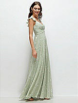 Side View Thumbnail - Vintage Primrose Sage Convertible Ruffle Strap Chiffon Maxi Dress with Full Circle Skirt