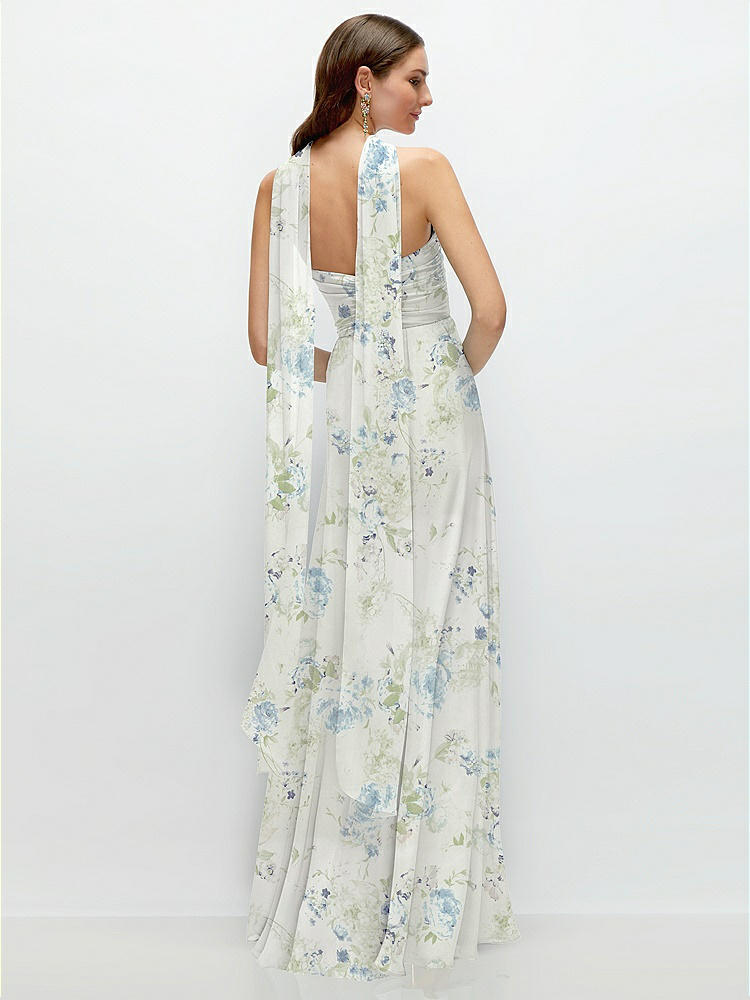 Back View - Bleu Garden Skinny Chiffon Scarf