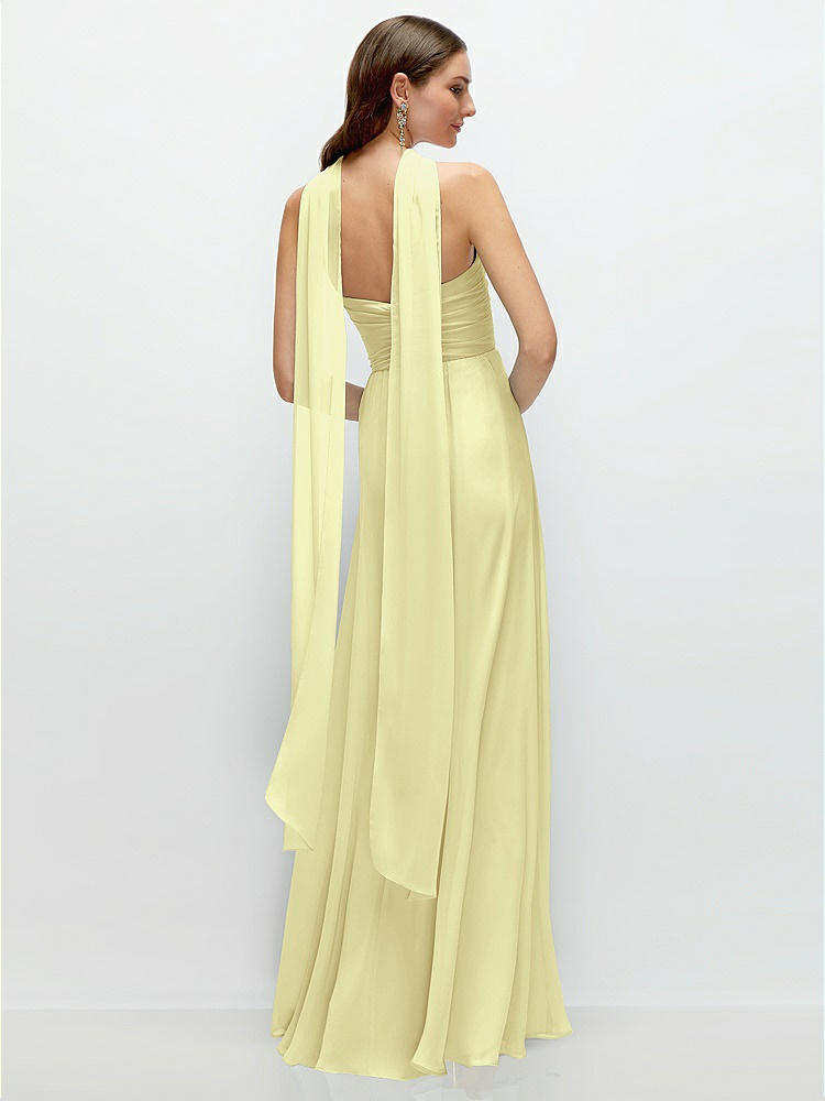 Back View - Butter Yellow Skinny Chiffon Scarf