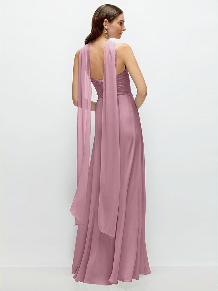 Back View - Dusty Pink Skinny Chiffon Scarf