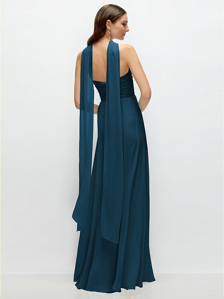 Back View - Atlantic Blue Skinny Chiffon Scarf