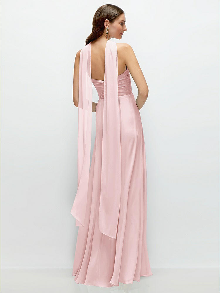 Back View - Ballet Pink Skinny Chiffon Scarf