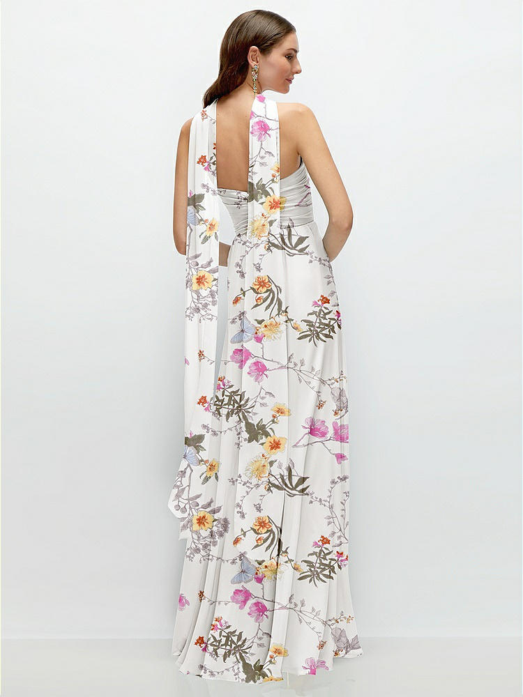 Back View - Butterfly Botanica Ivory Skinny Chiffon Scarf