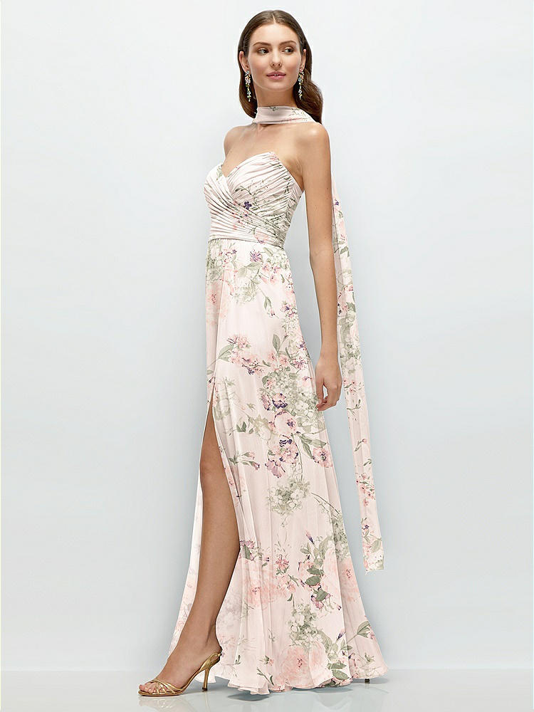 Front View - Blush Garden Skinny Chiffon Scarf