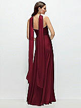 Rear View Thumbnail - Burgundy Skinny Chiffon Scarf