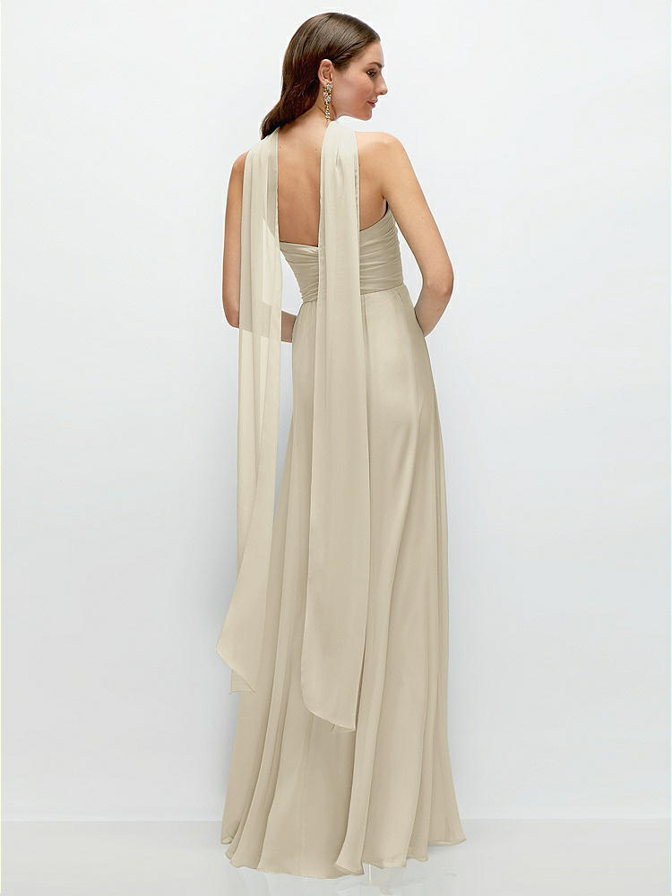 Back View - Champagne Skinny Chiffon Scarf