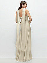 Rear View Thumbnail - Champagne Skinny Chiffon Scarf