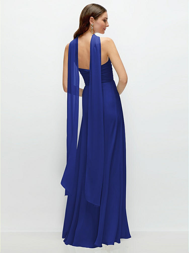 Back View - Cobalt Blue Skinny Chiffon Scarf