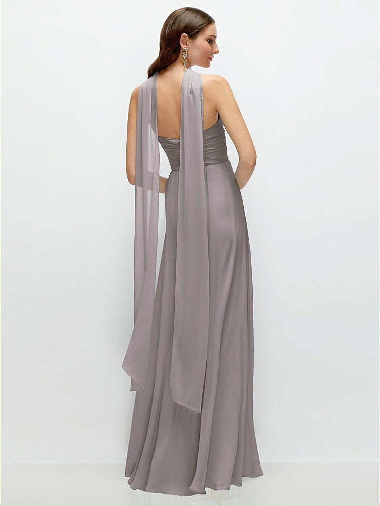 Back View - Cashmere Gray Skinny Chiffon Scarf