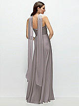 Rear View Thumbnail - Cashmere Gray Skinny Chiffon Scarf