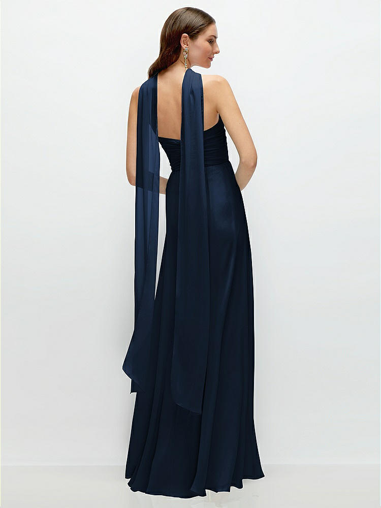 Back View - Midnight Navy Skinny Chiffon Scarf