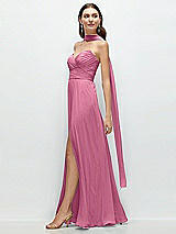 Front View Thumbnail - Orchid Pink Skinny Chiffon Scarf