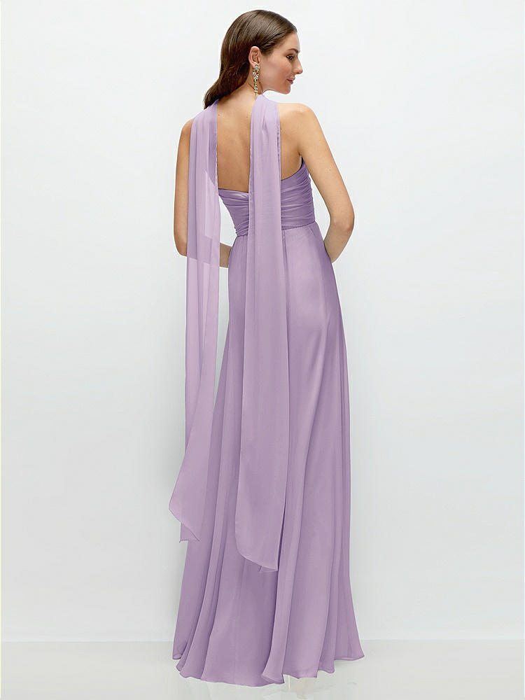 Back View - Pale Purple Skinny Chiffon Scarf