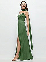 Front View Thumbnail - Vineyard Green Skinny Chiffon Scarf