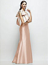 Front View Thumbnail - Cameo Bow One-Shoulder Satin Maxi Dress with Trumpet Skirt