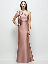 Side View Thumbnail - Neu Nude Bow One-Shoulder Satin Maxi Dress with Trumpet Skirt