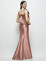 Rear View Thumbnail - Neu Nude Bow One-Shoulder Satin Maxi Dress with Trumpet Skirt