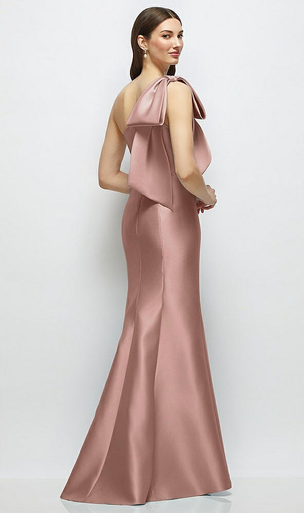 Back View - Neu Nude Bow One-Shoulder Satin Maxi Dress with Trumpet Skirt