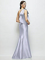 Rear View Thumbnail - Silver Dove Bow One-Shoulder Satin Maxi Dress with Trumpet Skirt