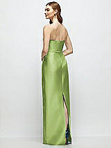 Rear View Thumbnail - Mojito Strapless Satin Column Dress with Bow-Trimmed Skinny Belt