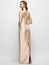 Rear View Thumbnail - Cameo Strapless Satin Column Dress with Bow-Trimmed Skinny Belt