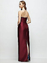 Rear View Thumbnail - Cabernet Strapless Satin Column Dress with Bow-Trimmed Skinny Belt