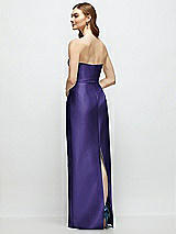 Rear View Thumbnail - Grape Strapless Satin Column Dress with Bow-Trimmed Skinny Belt