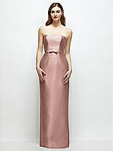 Front View Thumbnail - Neu Nude Strapless Satin Column Dress with Bow-Trimmed Skinny Belt