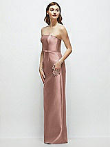 Side View Thumbnail - Neu Nude Strapless Satin Column Dress with Bow-Trimmed Skinny Belt