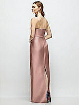 Rear View Thumbnail - Neu Nude Strapless Satin Column Dress with Bow-Trimmed Skinny Belt