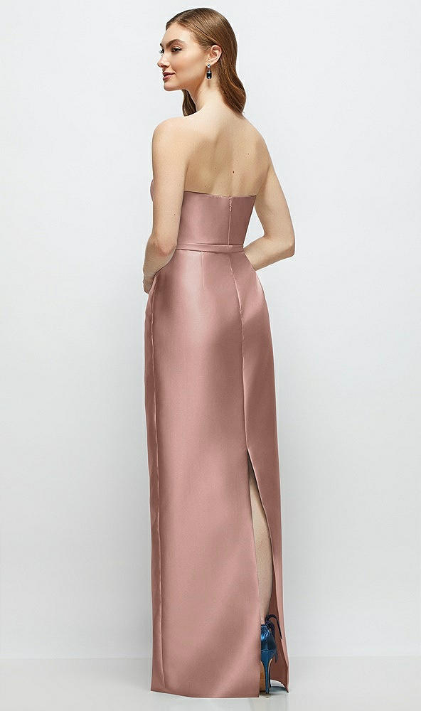 Back View - Neu Nude Strapless Satin Column Dress with Bow-Trimmed Skinny Belt