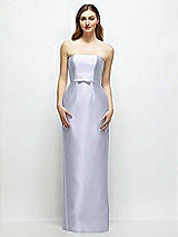 Front View Thumbnail - Silver Dove Strapless Satin Column Dress with Bow-Trimmed Skinny Belt