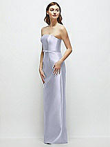 Side View Thumbnail - Silver Dove Strapless Satin Column Dress with Bow-Trimmed Skinny Belt