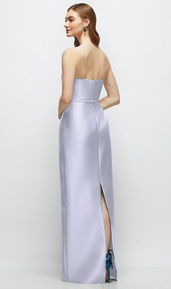 Back View - Silver Dove Strapless Satin Column Dress with Bow-Trimmed Skinny Belt