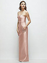 Side View Thumbnail - Toasted Sugar Strapless Satin Column Dress with Bow-Trimmed Skinny Belt