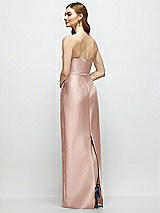 Rear View Thumbnail - Toasted Sugar Strapless Satin Column Dress with Bow-Trimmed Skinny Belt