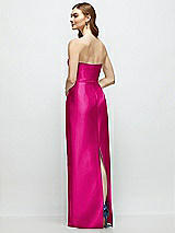 Rear View Thumbnail - Think Pink Strapless Satin Column Dress with Bow-Trimmed Skinny Belt