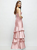 Rear View Thumbnail - Ballet Pink Strapless Bodycon Maxi Dress with Tiered Ruffle Skirt