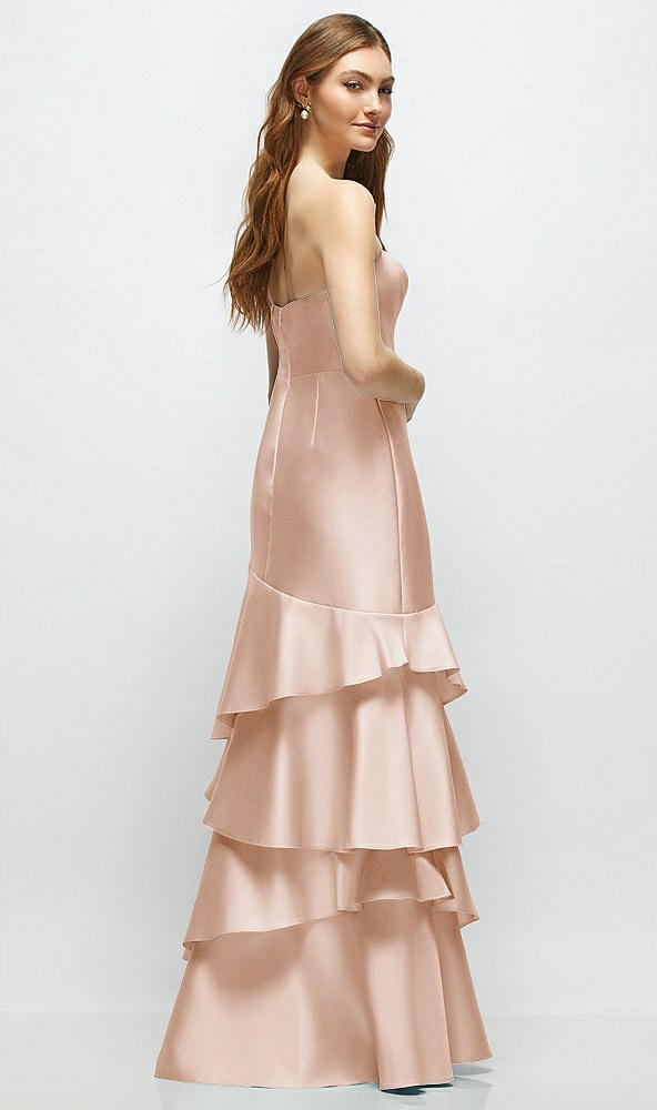 Back View - Cameo Strapless Bodycon Maxi Dress with Tiered Ruffle Skirt