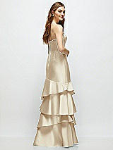 Rear View Thumbnail - Champagne Strapless Bodycon Maxi Dress with Tiered Ruffle Skirt